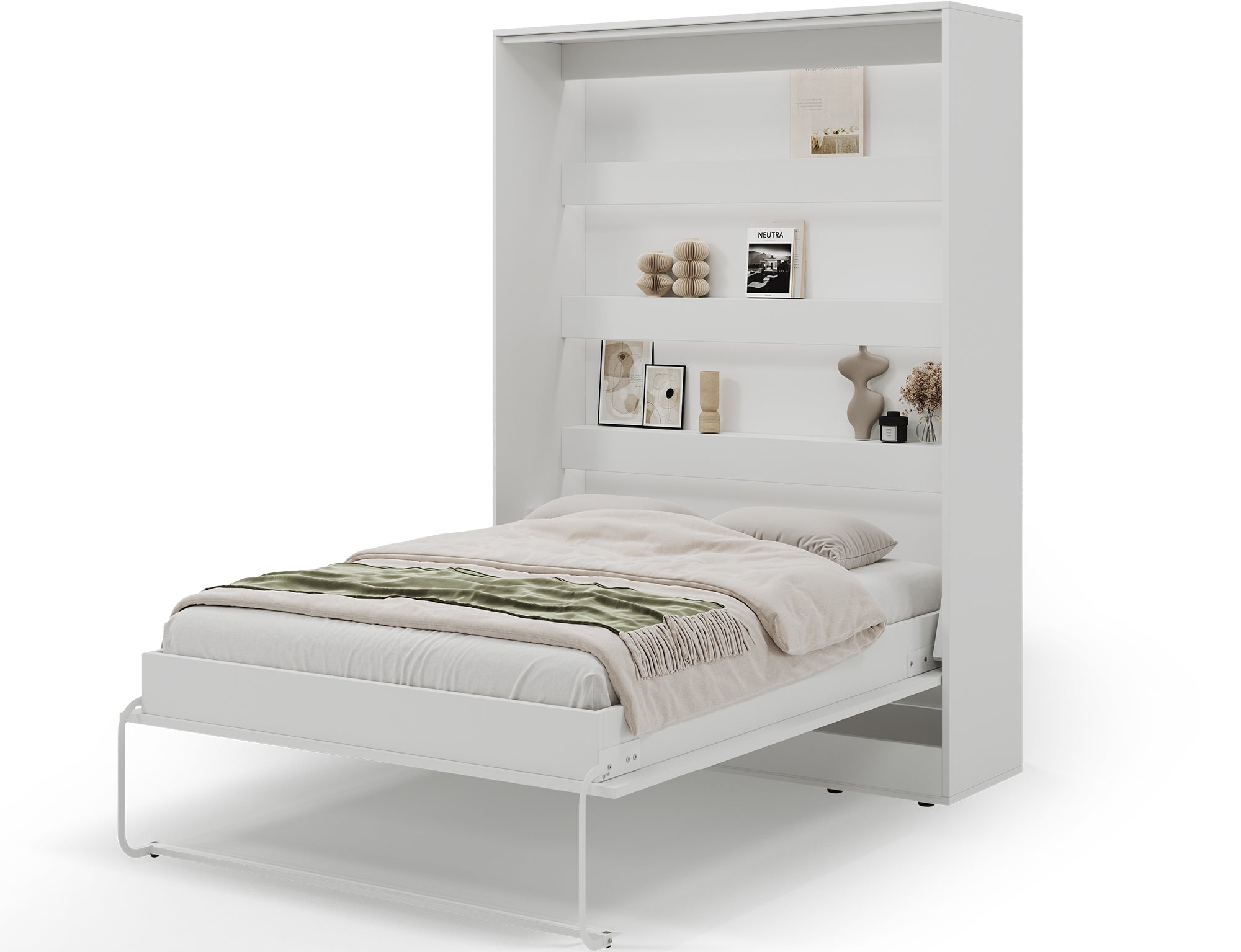 Lit escamotable NEO – armoire lit murale verticale avec rangements