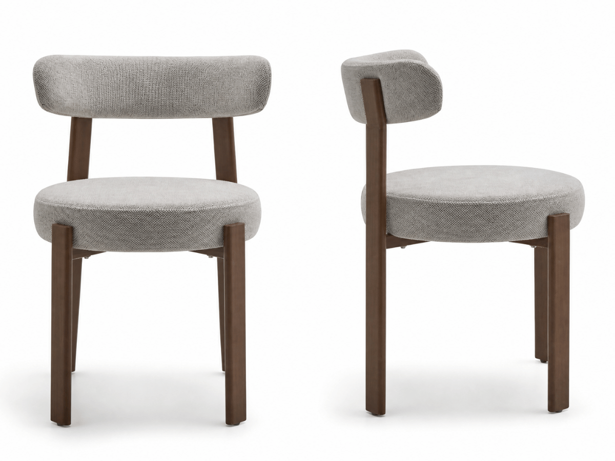 Lot de 4 chaises Odéon – assise ronde, dossier enveloppant & pieds effet bois