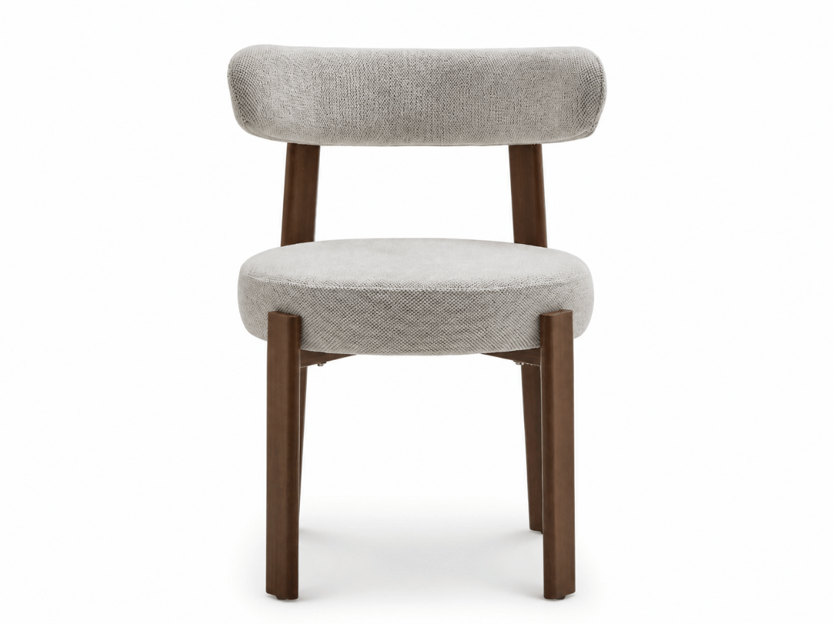Lot de 4 chaises Odéon – assise ronde, dossier enveloppant & pieds effet bois