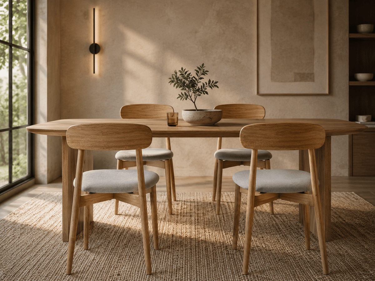 Lot de 4 chaises Varenne – bois clair, tissu doux et lignes élégantes