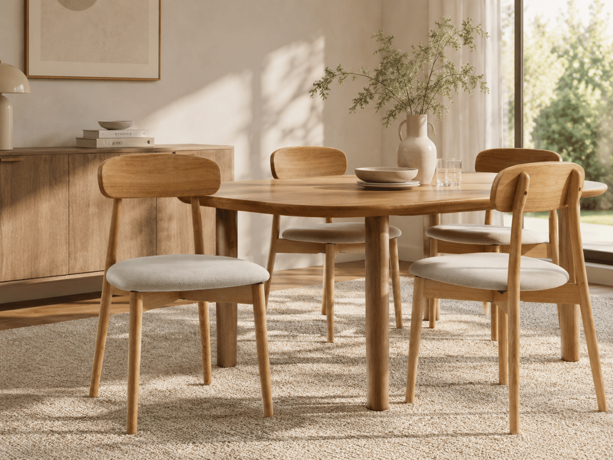 Lot de 4 chaises Varenne – bois clair, tissu doux et lignes élégantes