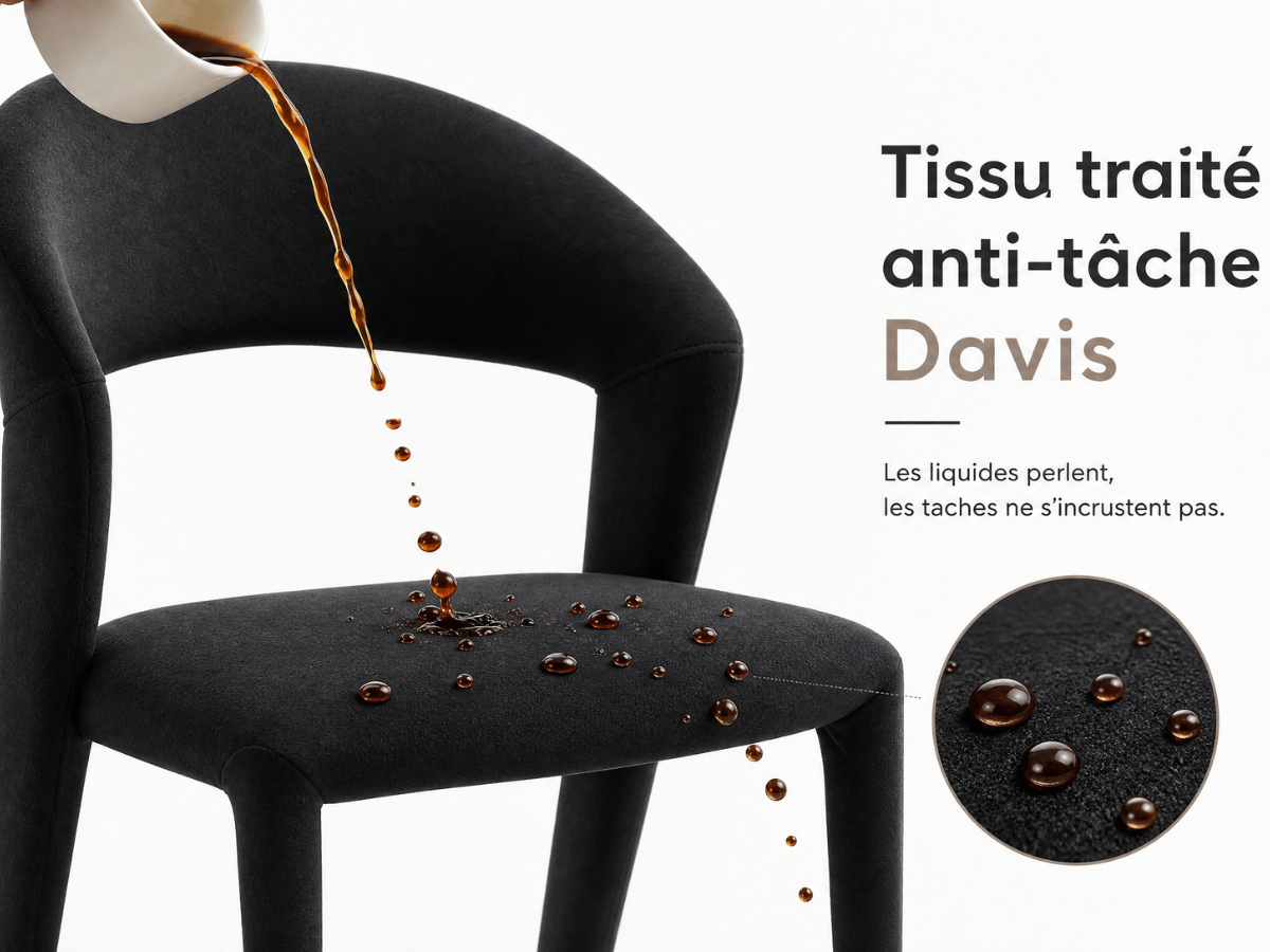 Lot de 4 chaises Madeleine — velours anti-taches & design enveloppant