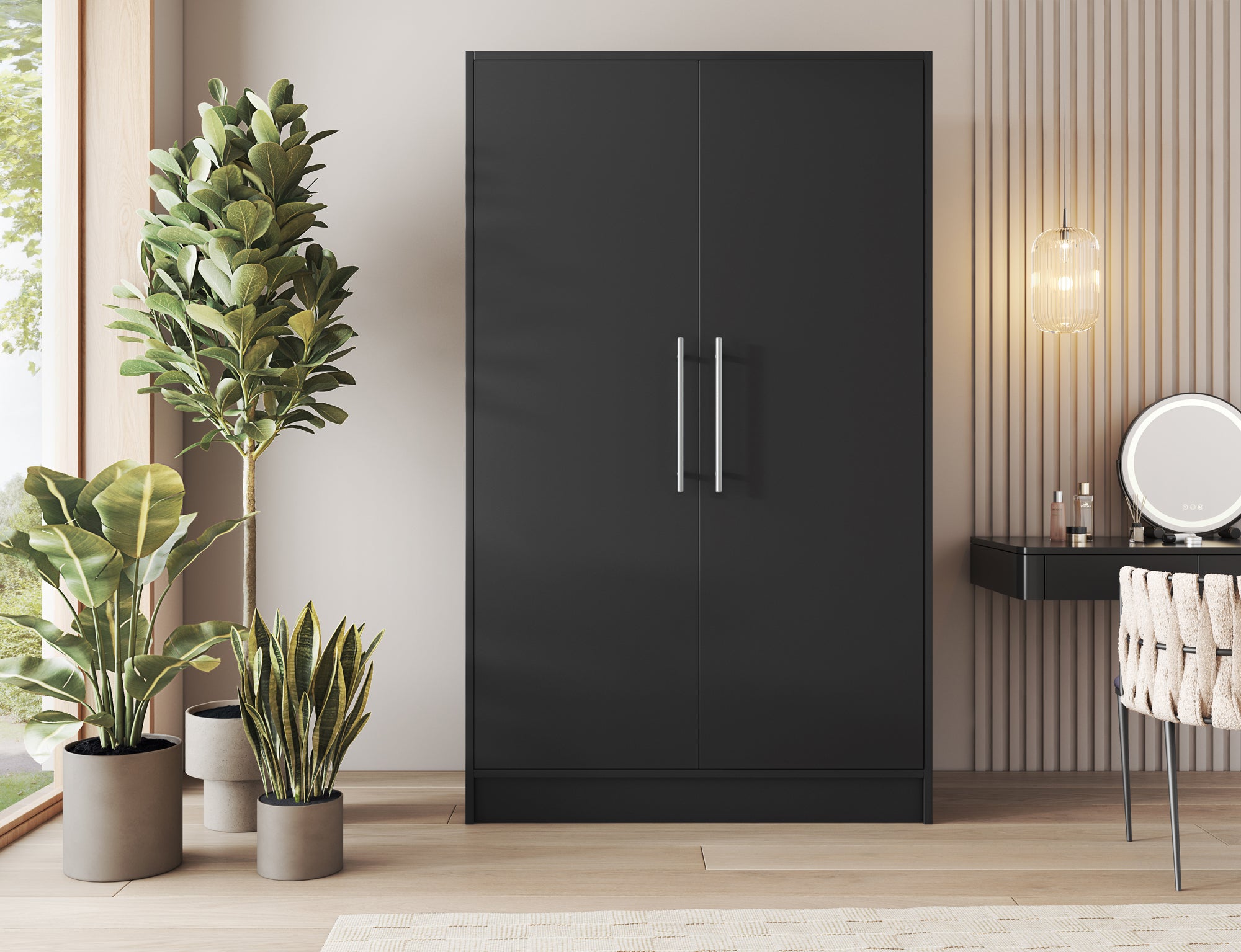 Armoire Dressing 2 Portes 120 cm – Design Moderne + Grand Rangement – Miroir Optionnel - NORVIA