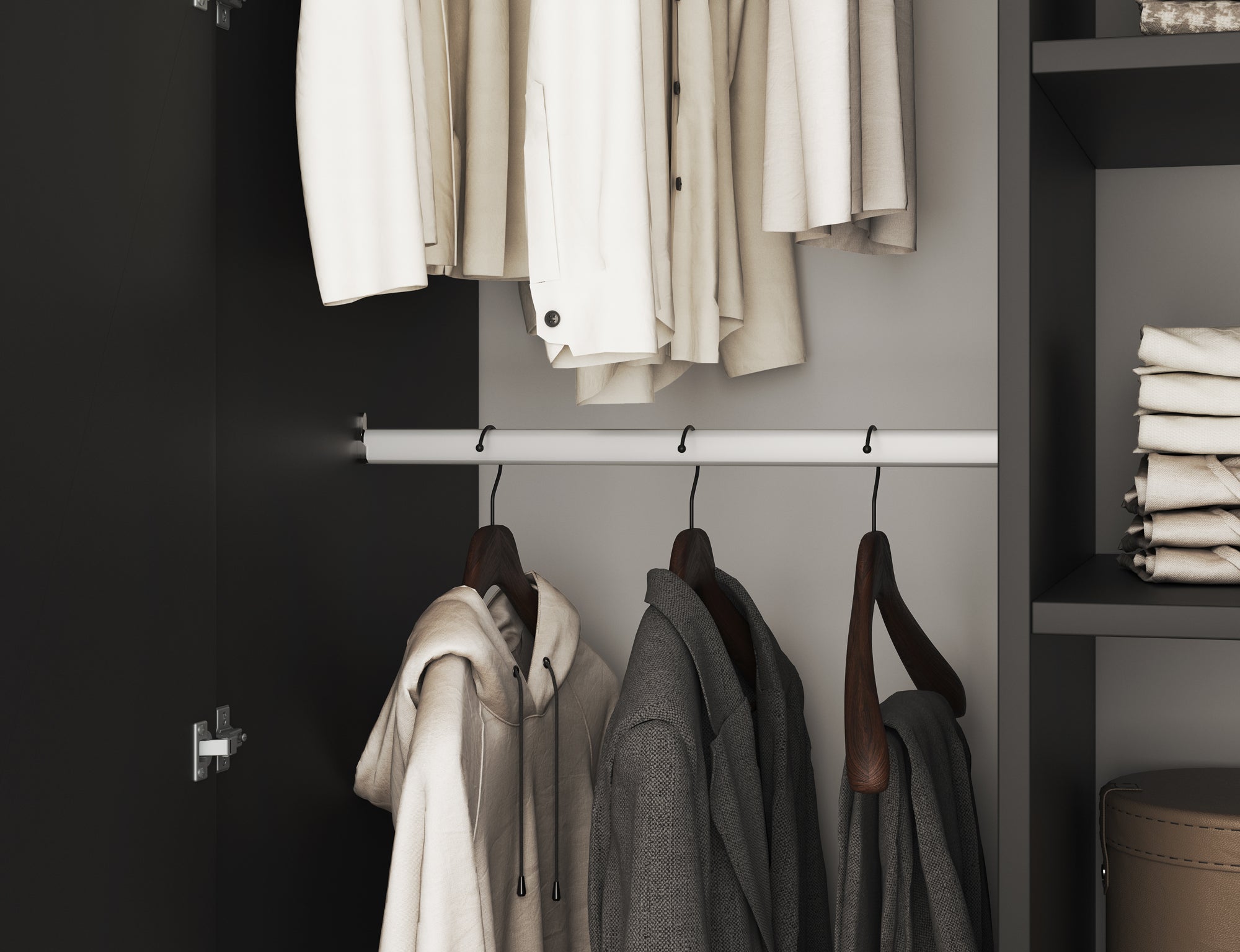 Armoire Dressing 2 Portes 120 cm – Design Moderne + Grand Rangement – Miroir Optionnel - NORVIA