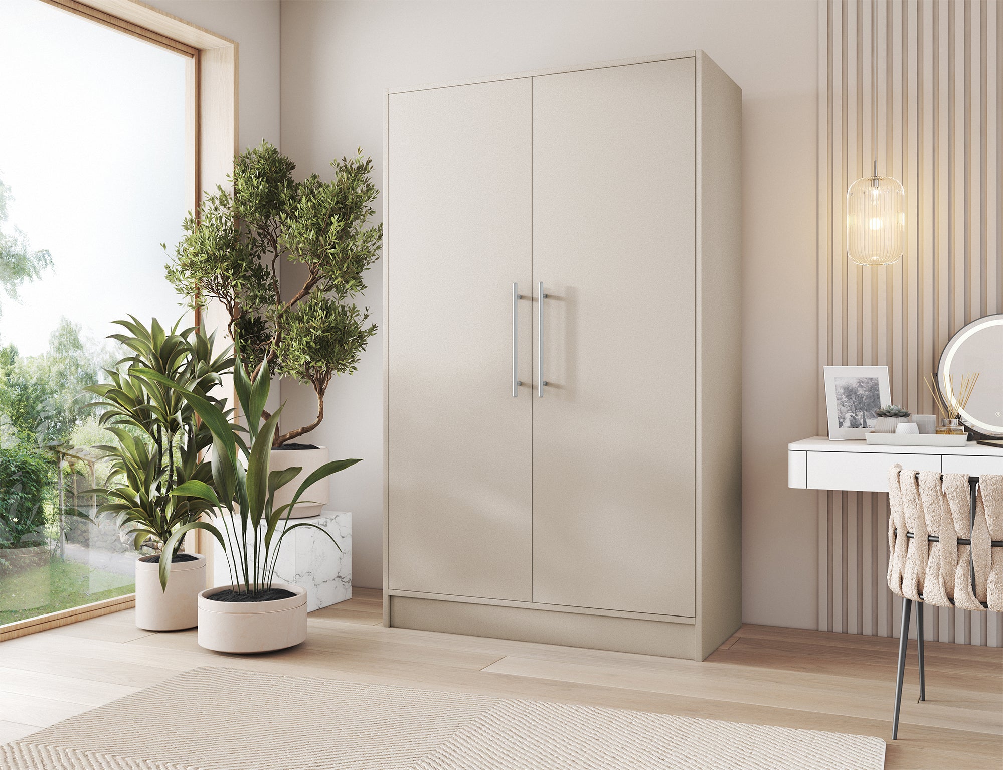 Armoire Dressing 2 Portes 120 cm – Design Moderne + Grand Rangement – Miroir Optionnel - NORVIA