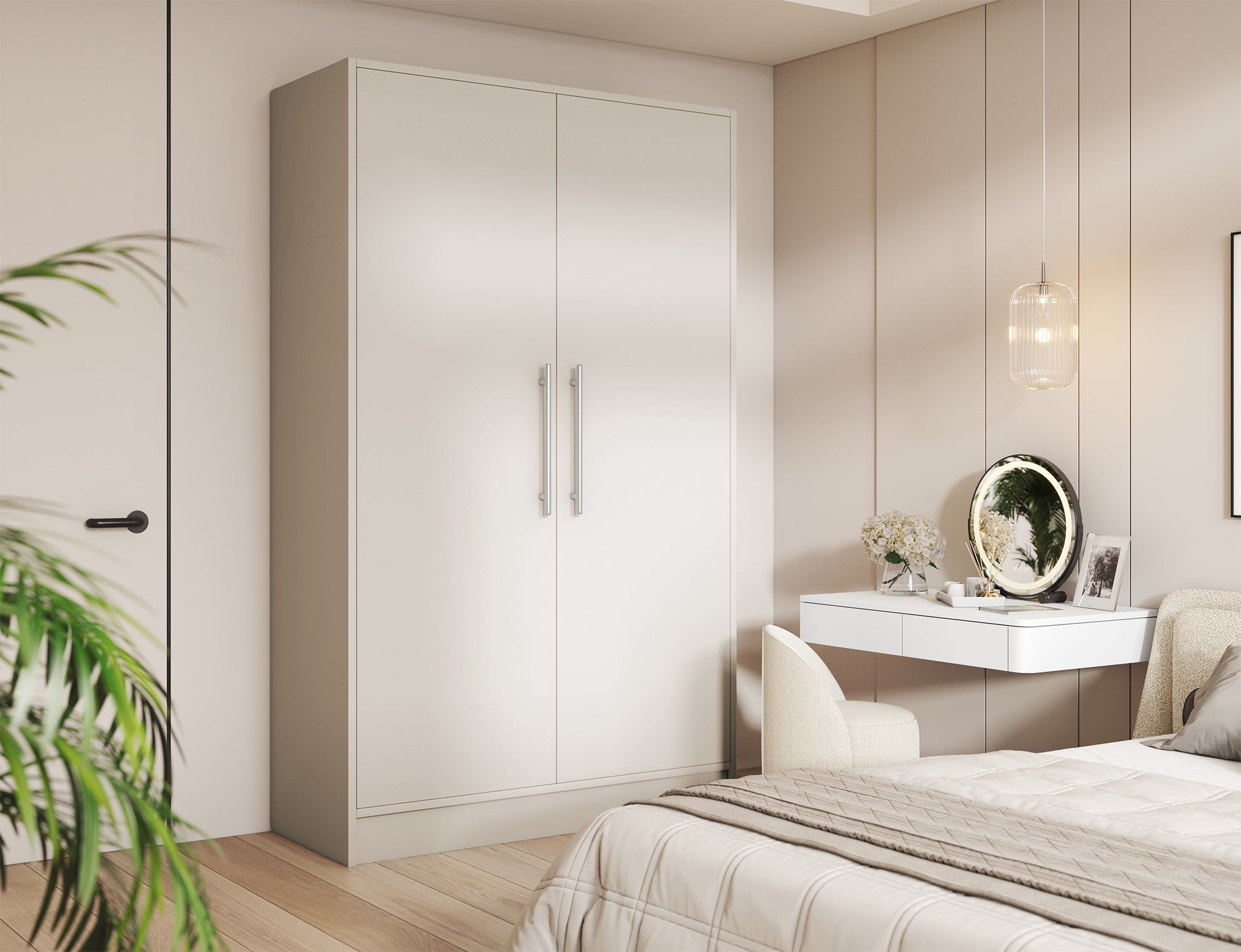 Armoire Dressing 2 Portes 120 cm – Design Moderne + Grand Rangement – Miroir Optionnel - NORVIA