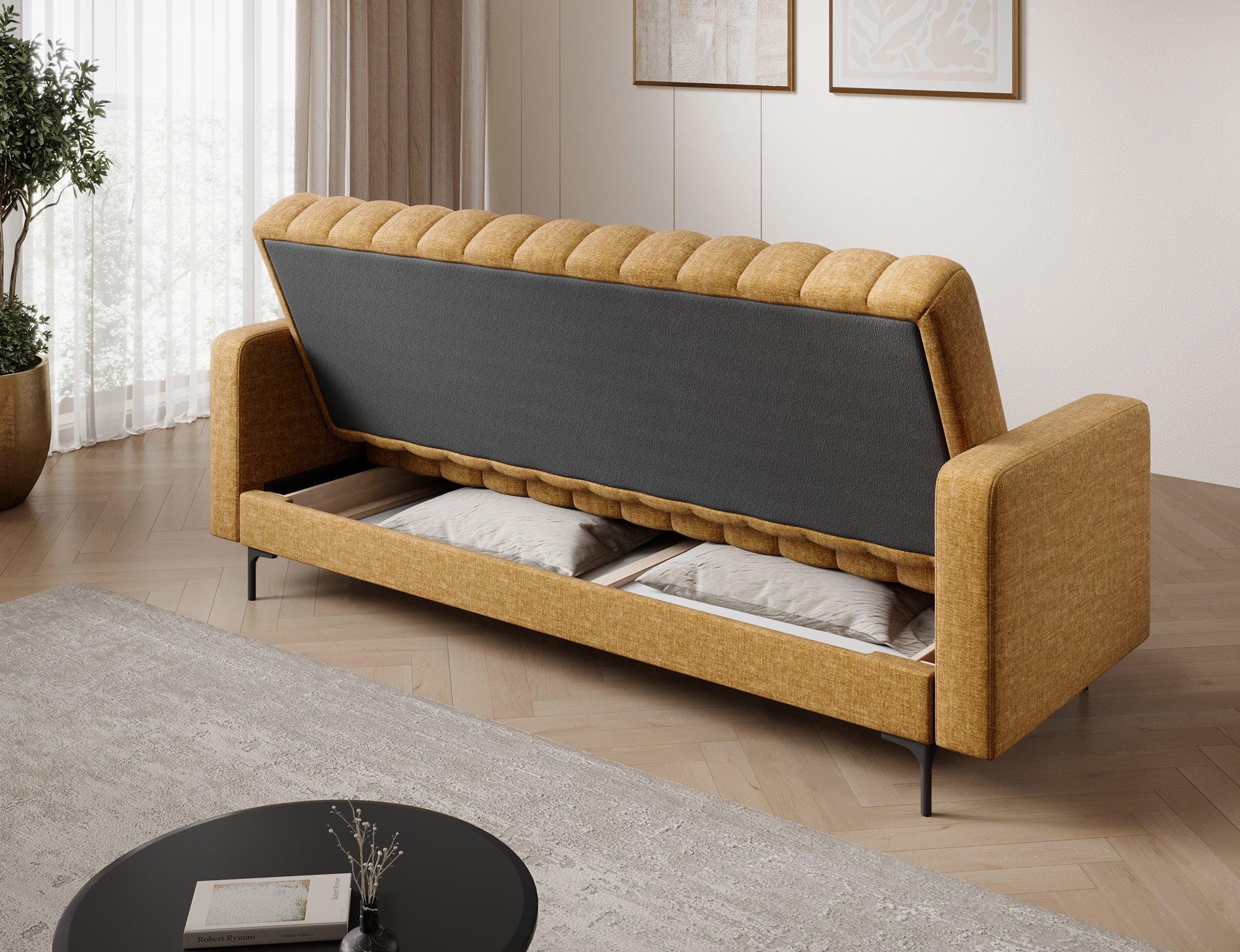 Canapé 3 places convertible avec coffre, système Click-Clack – Marais