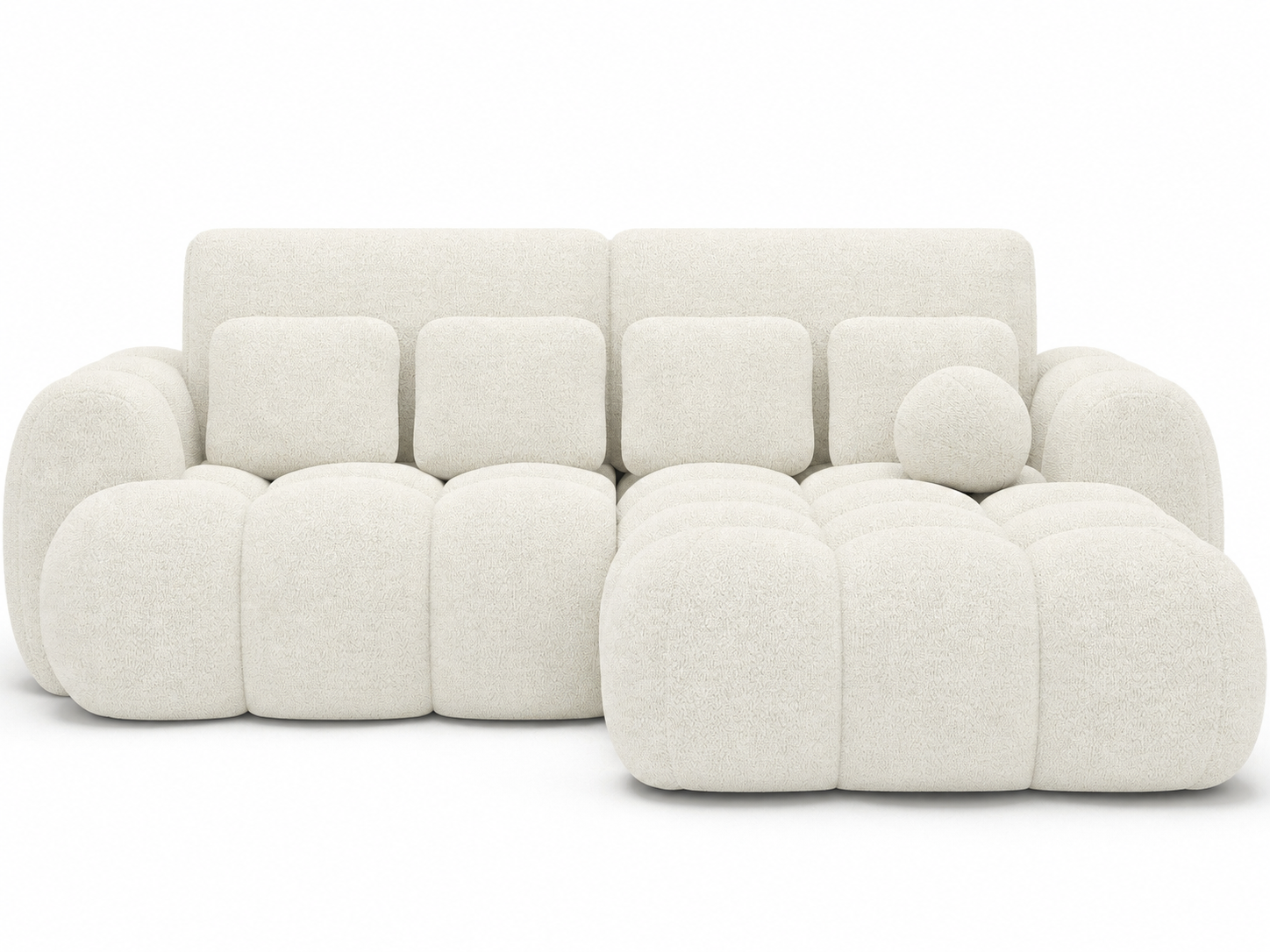 Canapé Saint-Germain converti en couchage 145x193 cm – tissu boucle blanc