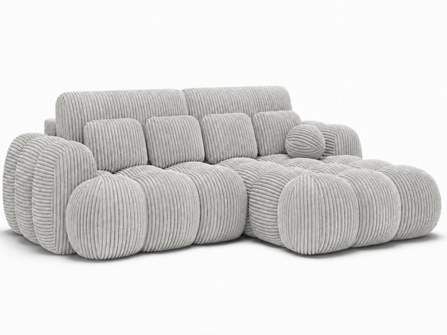 Canapé Saint-Germain converti en couchage 145x193 cm – velours côtelé gris clair