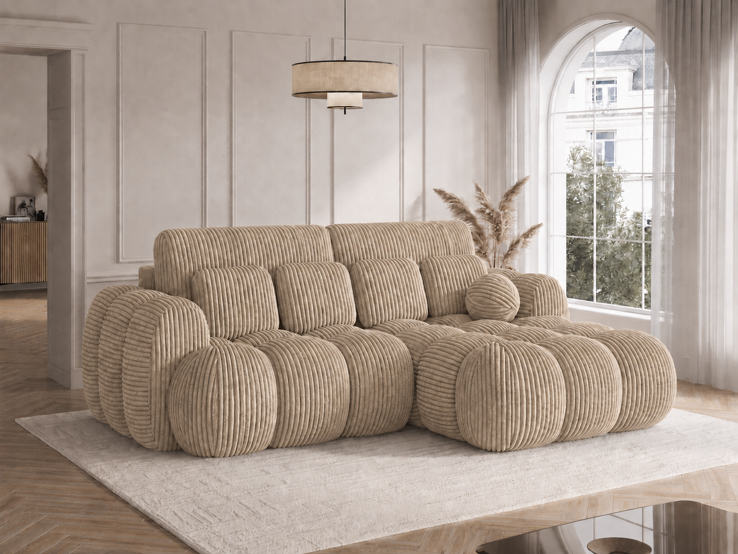 Canapé Saint-Germain converti en couchage 145x193 cm – velours côtelé marron