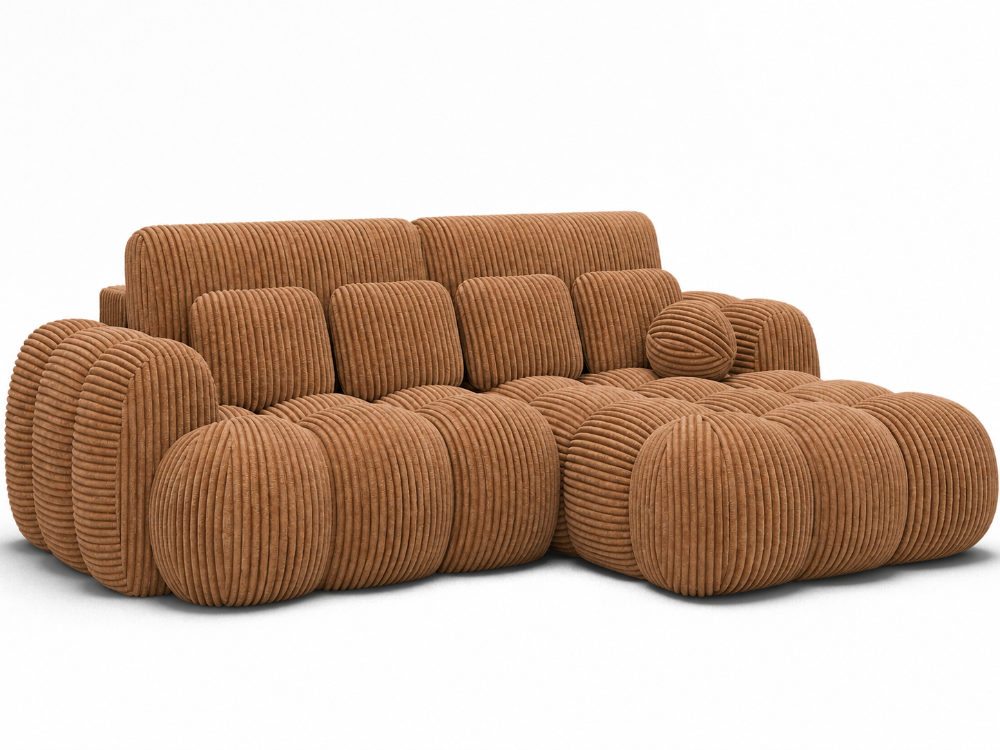 Canapé Saint-Germain converti en couchage 145x193 cm – velours côtelé terracotta