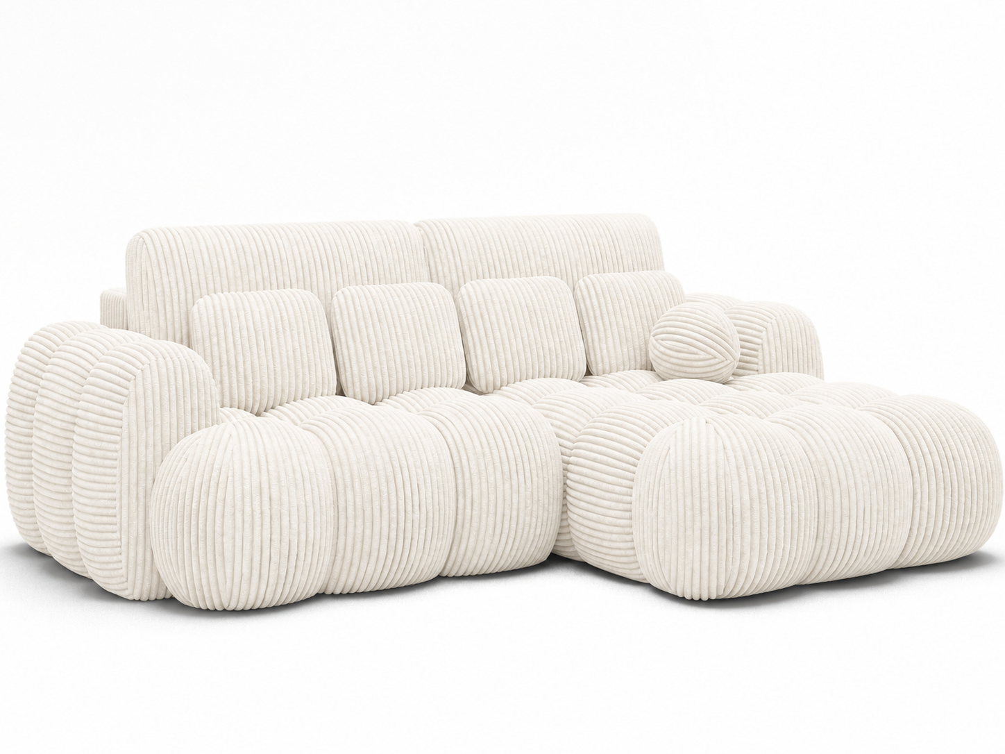 Canapé Saint-Germain avec coffre de rangement intégré ouvert – velours côtelé beige
