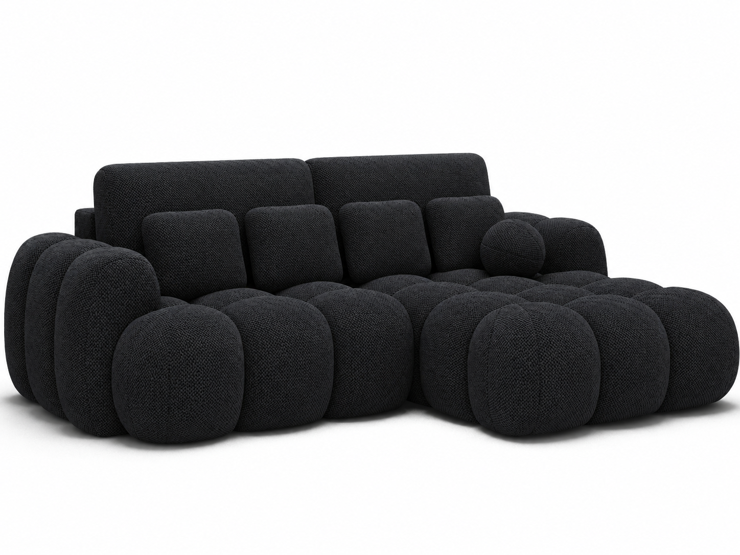 Canapé Saint-Germain converti en couchage 145x193 cm – tissu texturé 3D noir