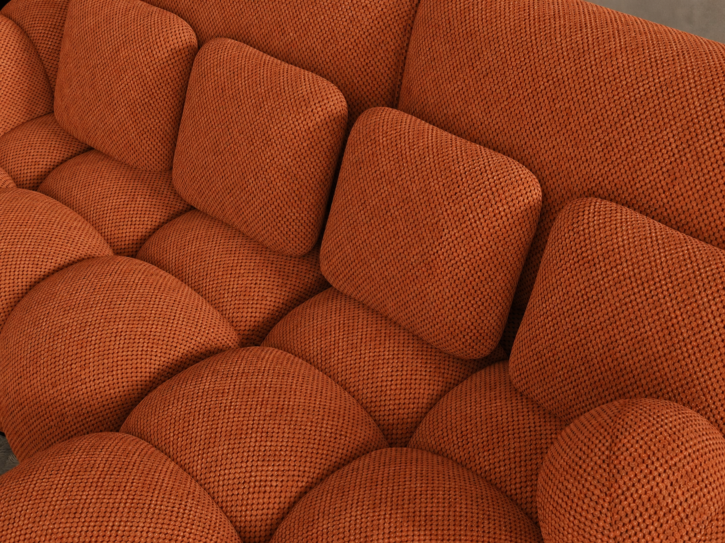 Canapé d'angle convertible Saint-Germain 4 places – photo principale, tissu texturé 3D terracotta