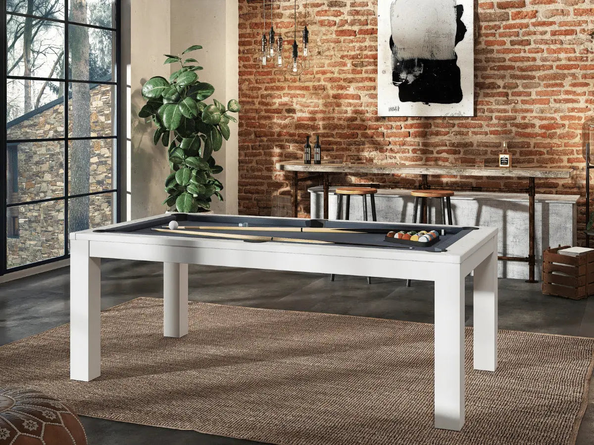 Table à manger convertible en billard blanc