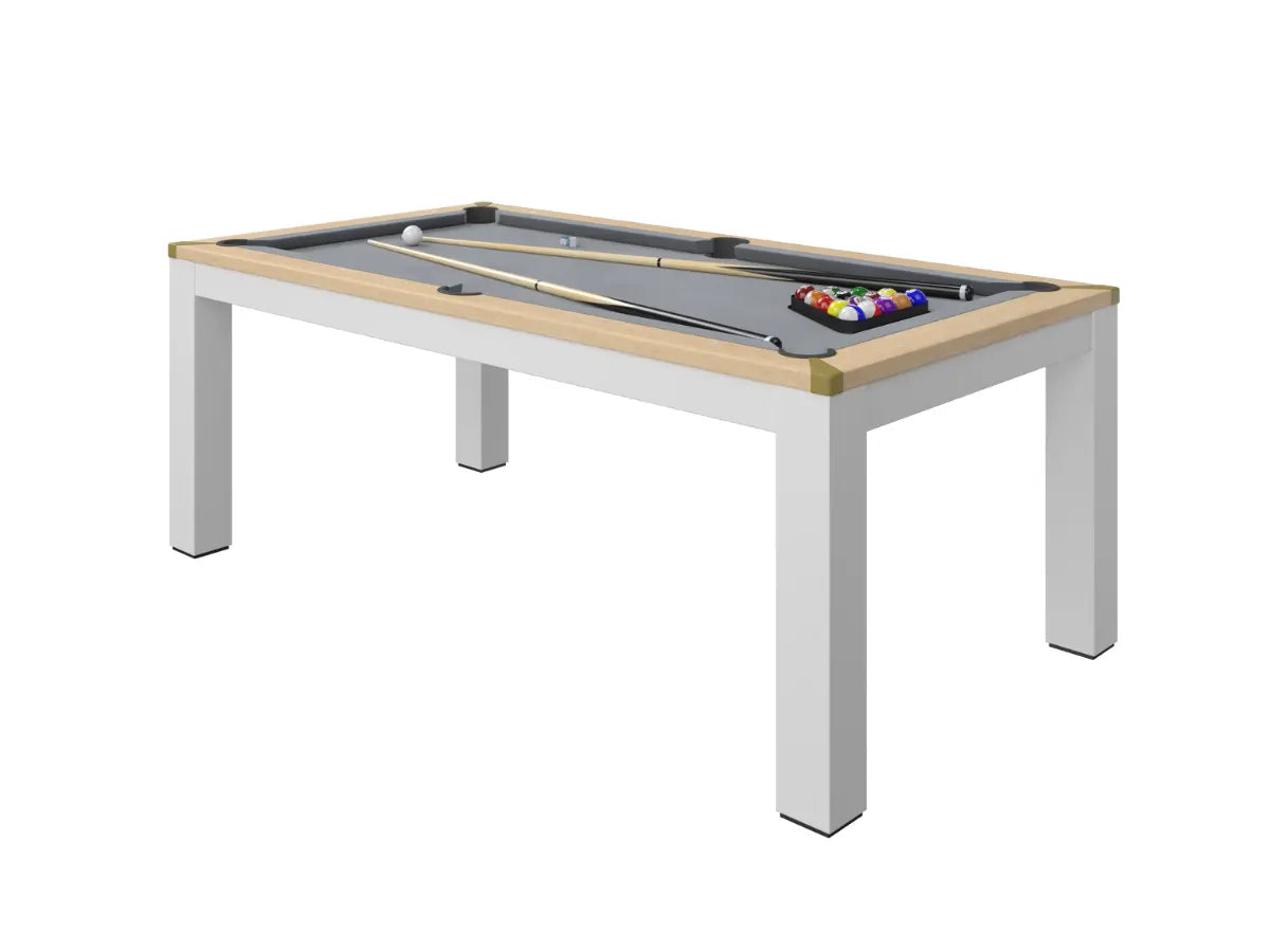 Table à manger convertible en billard bois et blanc