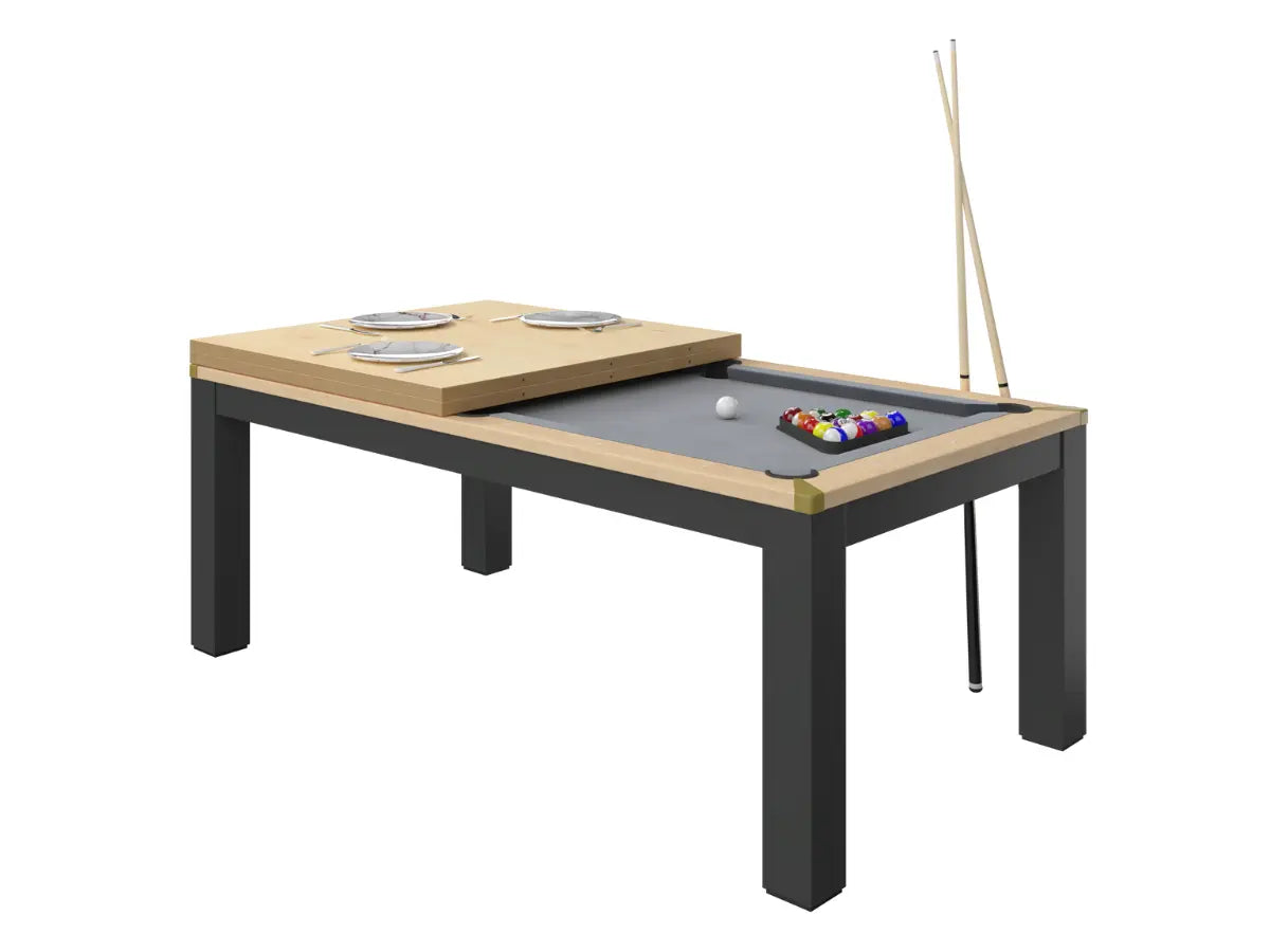 Table à manger convertible en billard bois et noir
