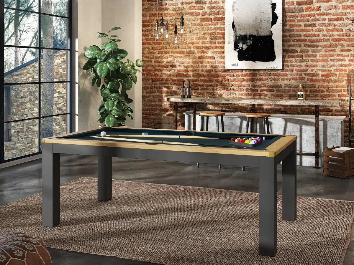 Table à manger convertible en billard bois et noir