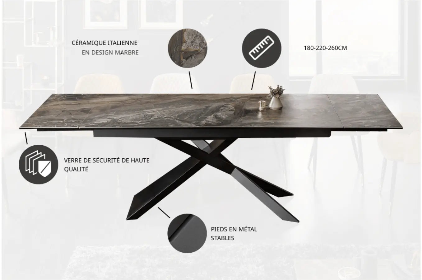 Table à manger extensible fabriquée en Italie - ZAPA