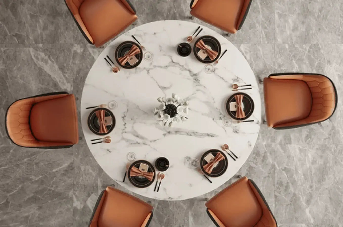Table à manger ronde avec pied or - LIVI