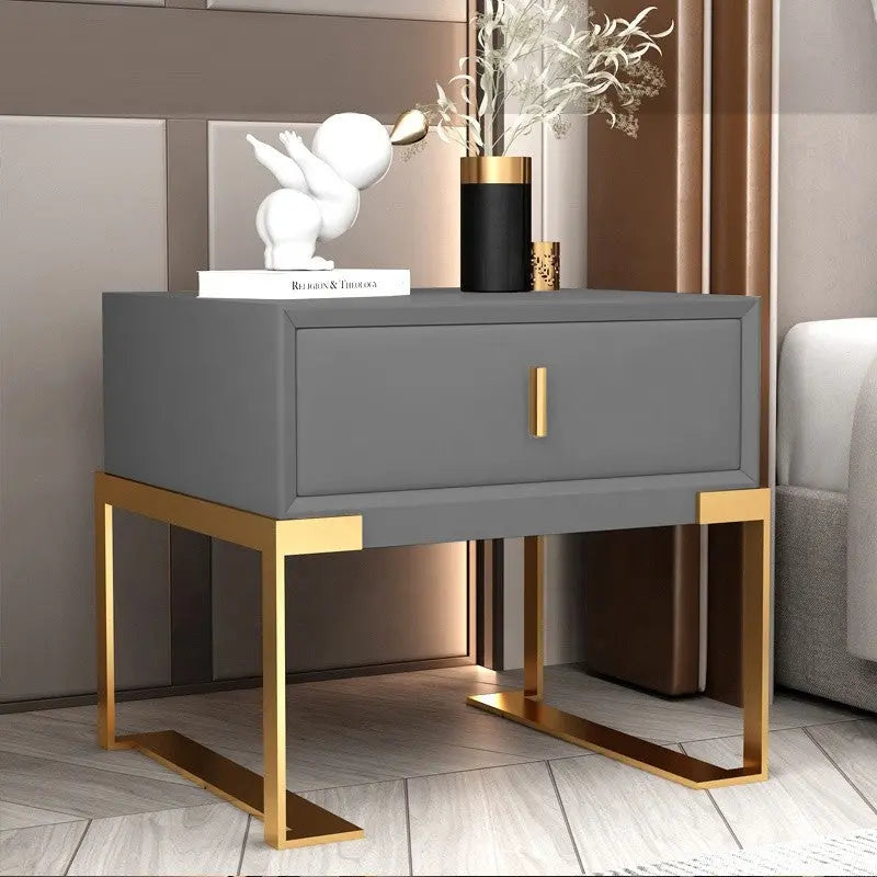 Table de chevet pied or - NOAH PU-Gris