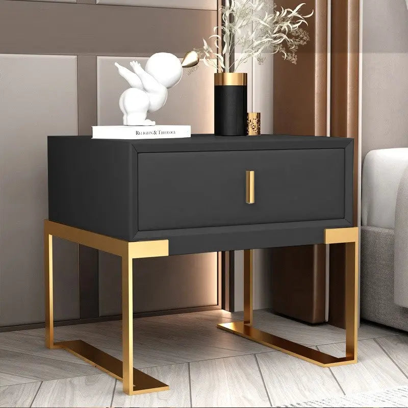 Table de chevet pied or - NOAH PU-Noir