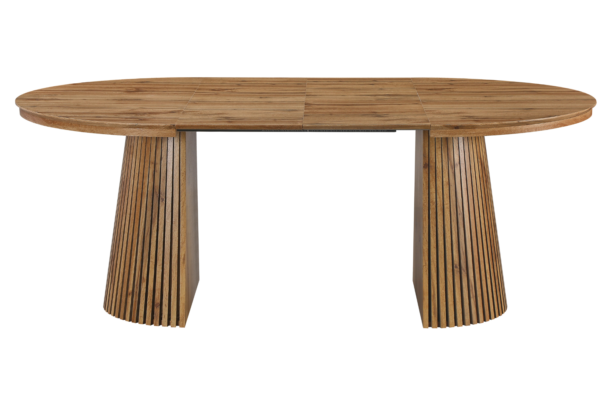 Table à manger extensible NELA – Design bois, forme ronde ou ovale, avec 2 rallonges intégrées