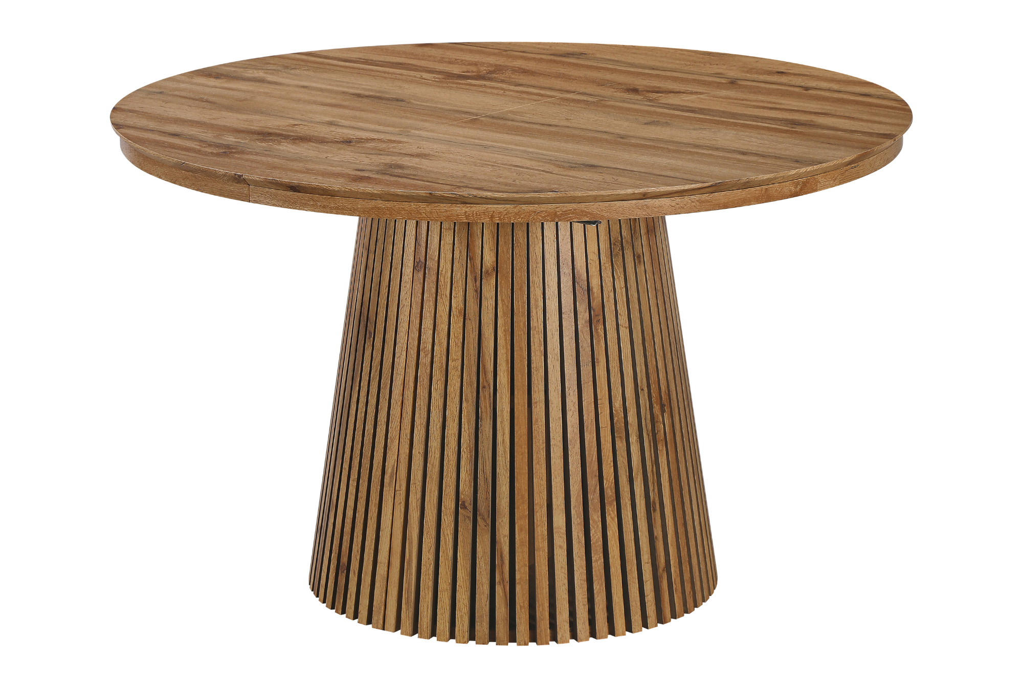 Table à manger extensible NELA – Design bois, forme ronde ou ovale, avec 2 rallonges intégrées