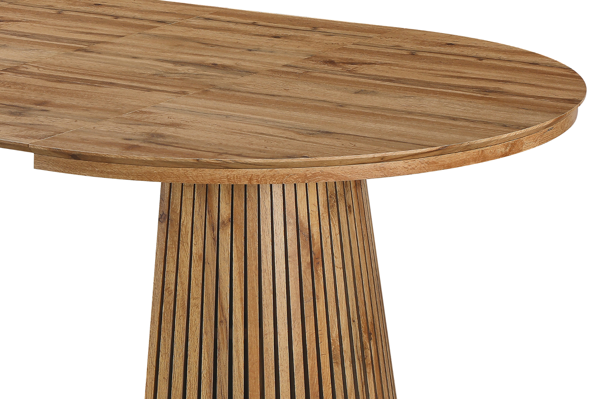 Table à manger extensible NELA – Design bois, forme ronde ou ovale, avec 2 rallonges intégrées