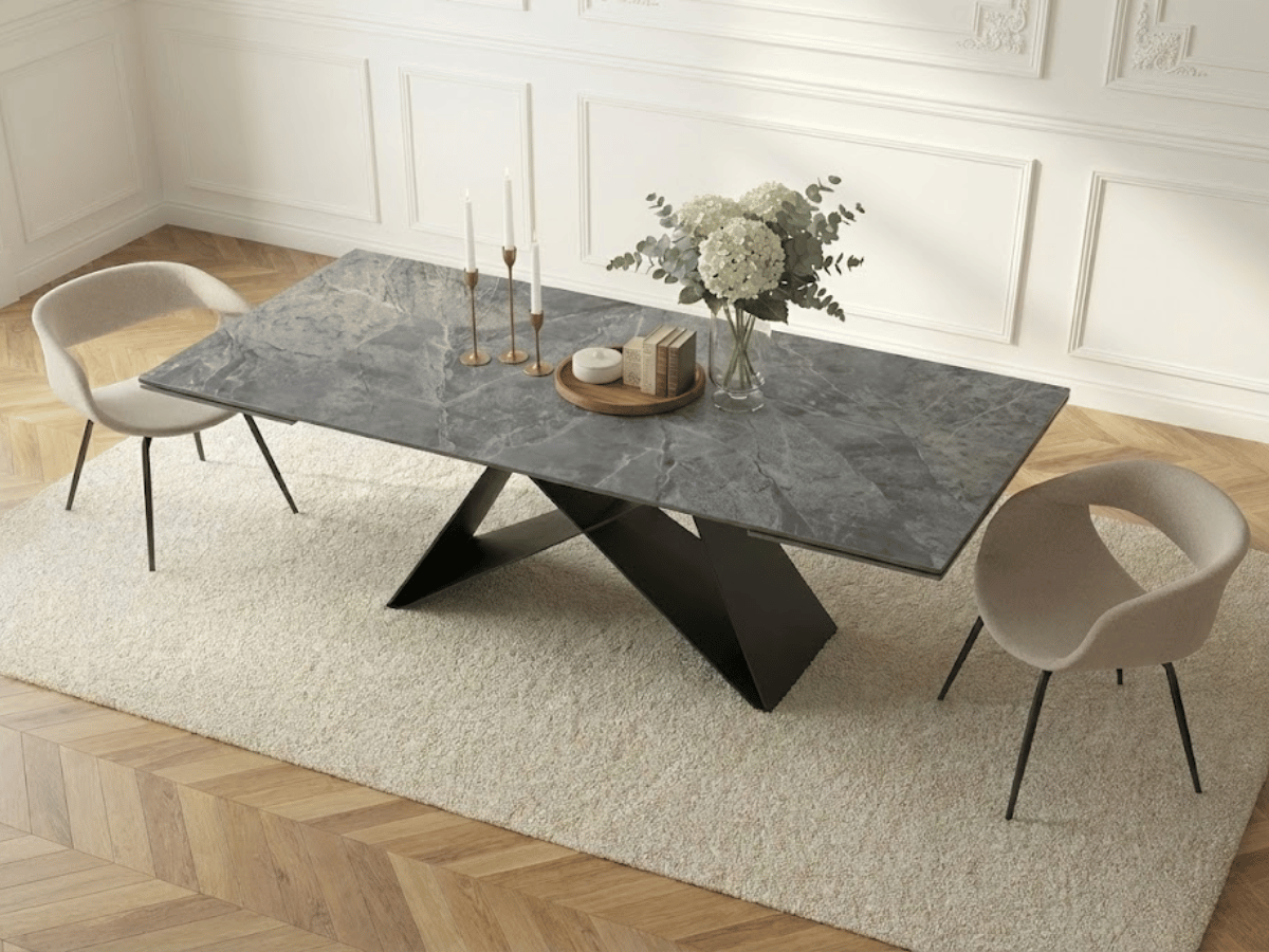 Table à manger extensible MASDAR en céramique – 180 cm fermée / 260 cm ouverte