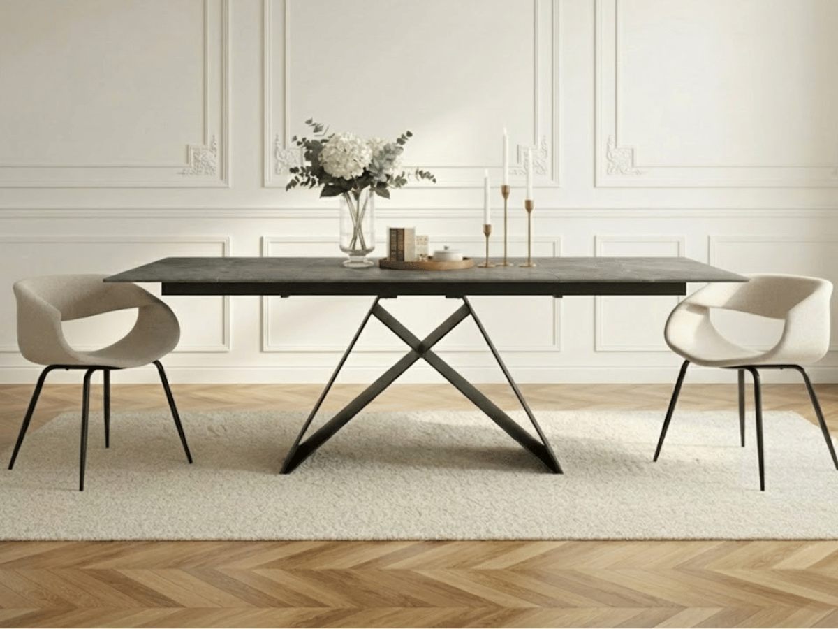 Table à manger extensible MASDAR en céramique – 180 cm fermée / 260 cm ouverte