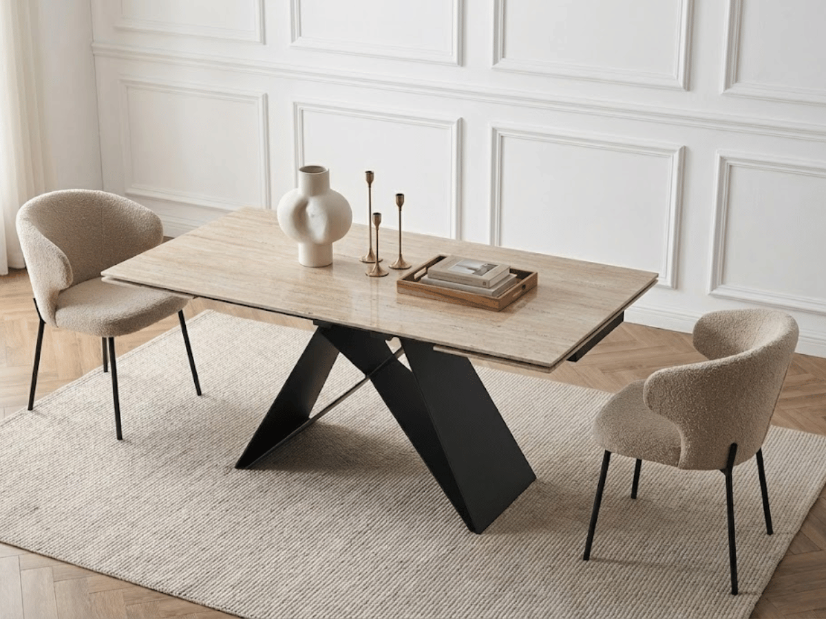 Table à manger extensible MASDAR en céramique – 180 cm fermée / 260 cm ouverte