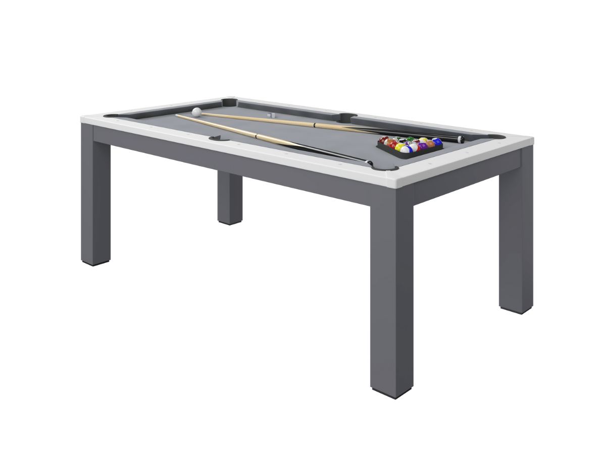 Mesa de comedor convertible a billar blanco y gris