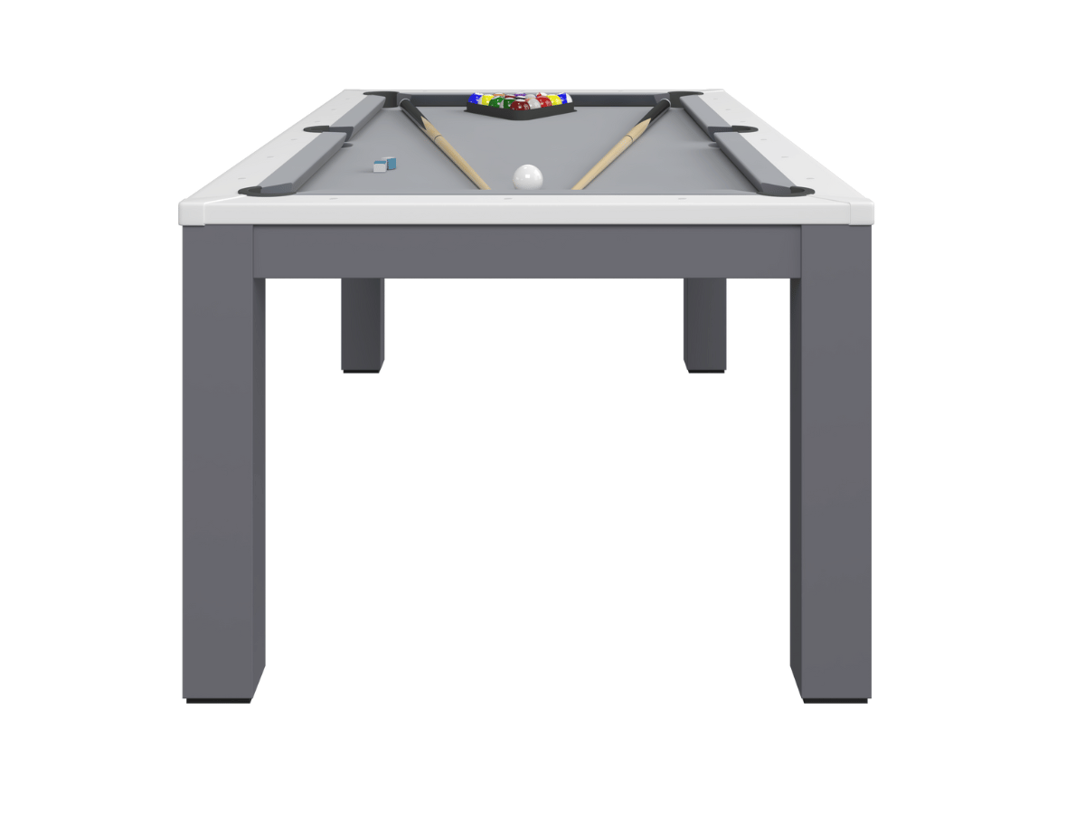 Mesa de comedor convertible a billar blanco y gris
