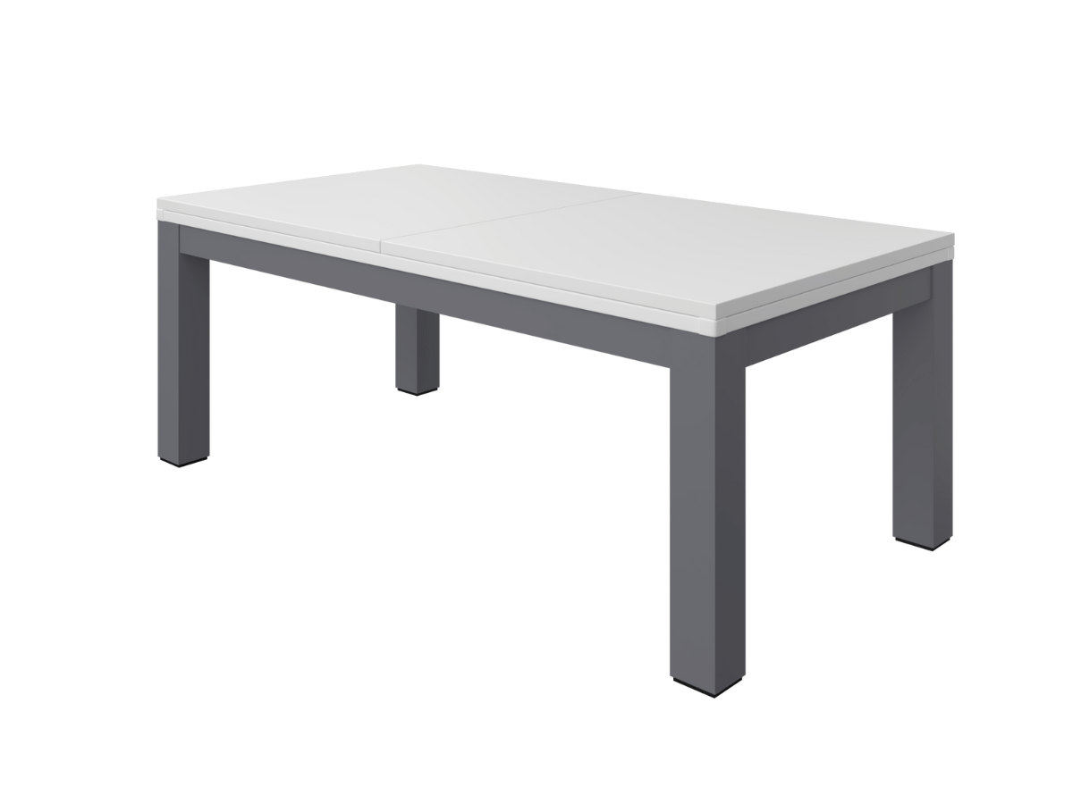 Mesa de comedor convertible a billar blanco y gris