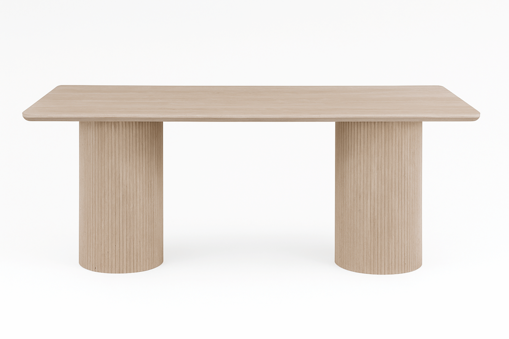 Table à manger design en pierre naturelle type travertin EVA – 180 cm – Pieds cylindriques striés