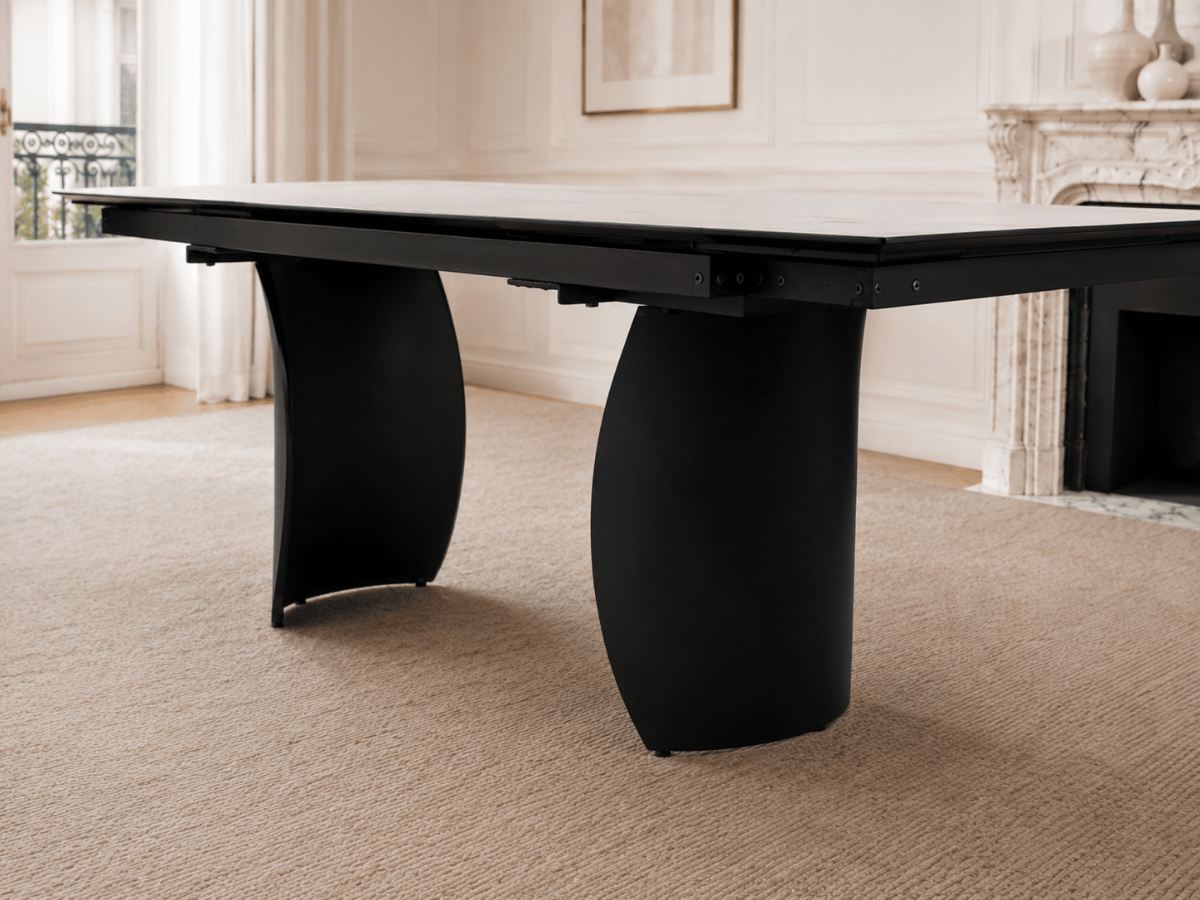 Table à manger extensible Milana 180–260 cm – Céramique effet marbre blanc