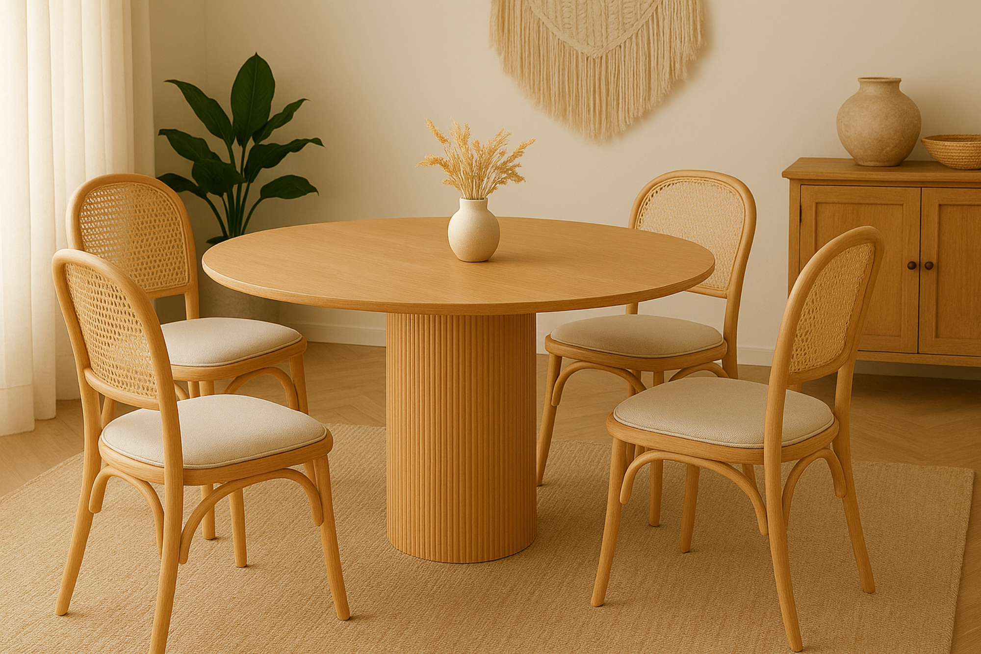 Table à manger ronde Pascal – Design moderne en MDF finition bois – Ø120 cm