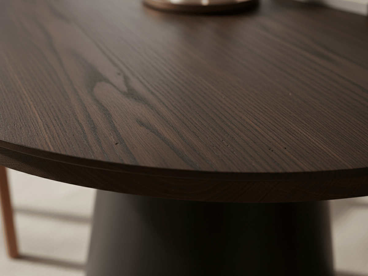 Table ronde extensible TARGA en bois – Ø 115 cm fermée / 185 cm ouverte – 2 rallonges intégrées