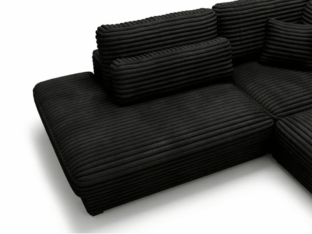Canapé d'angle velours côtelé grand épaisseur noir VENDOME