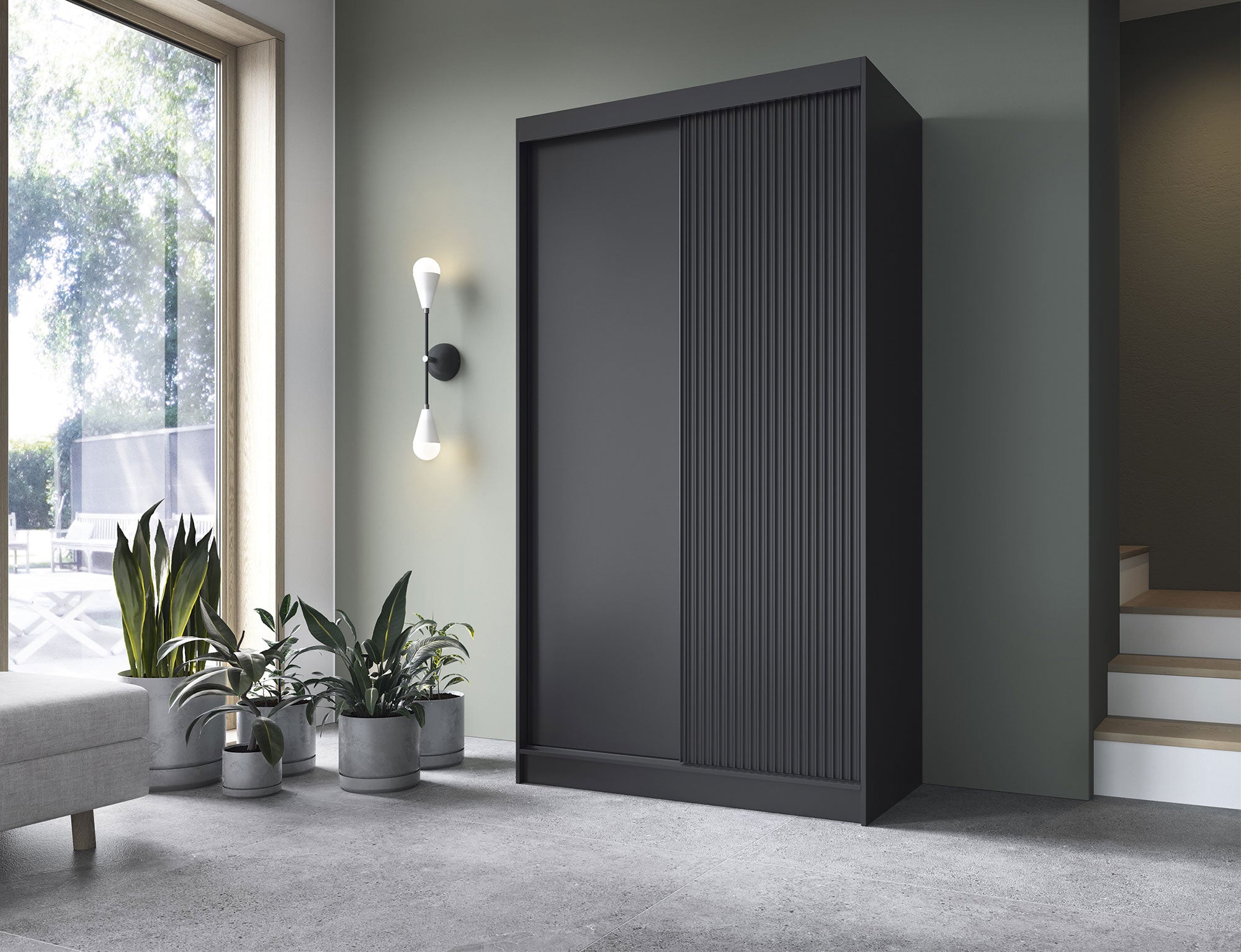 Armoire Dressing Coulissante 120 & 180 cm – Noir ou Blanc – Miroir Optionnel - RAVENTO