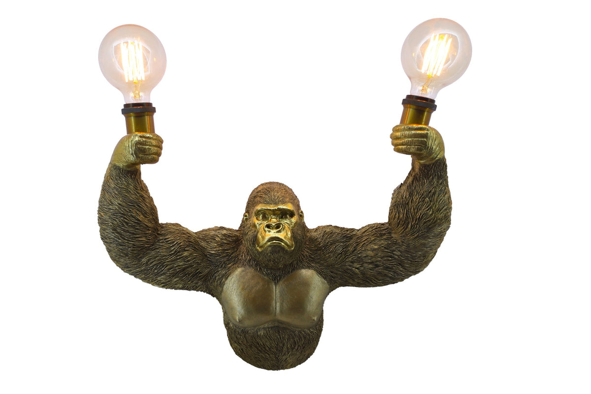 Applique moderne KING APE 50cm sculpture de singe doré faite à la main