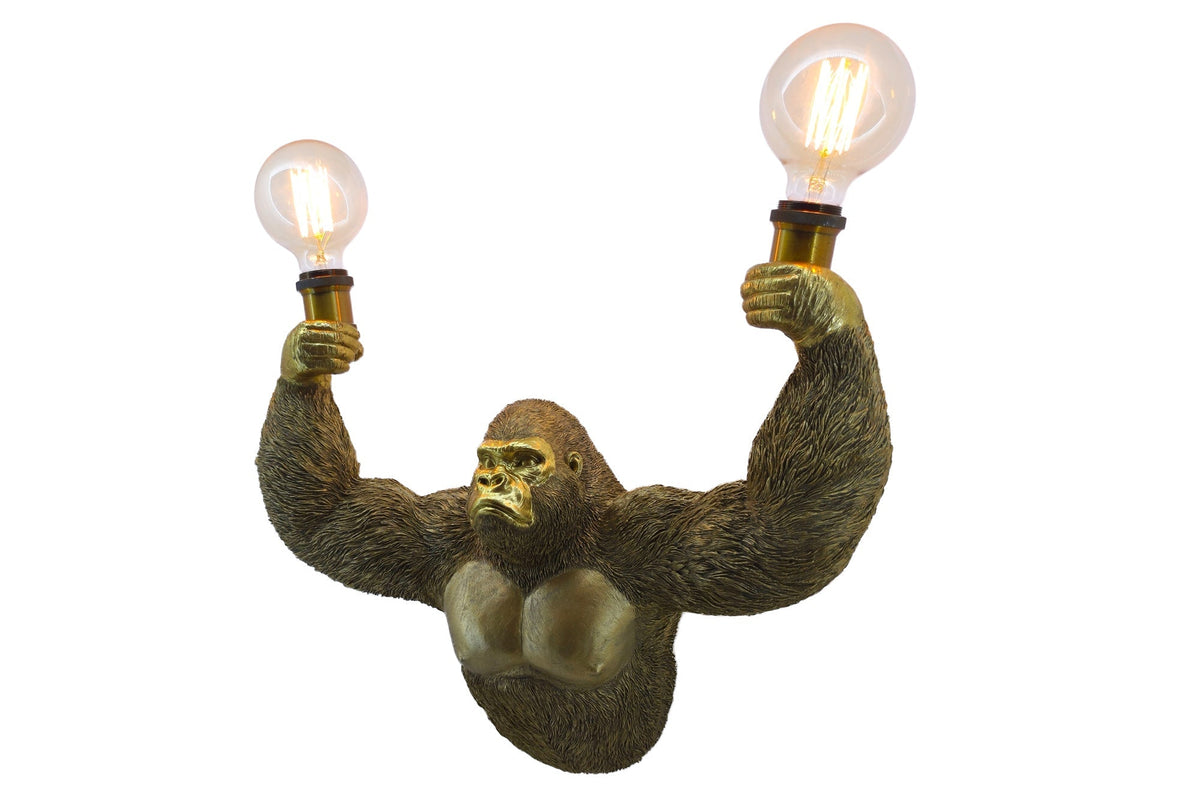 Applique moderne KING APE 50cm sculpture de singe doré faite à la main