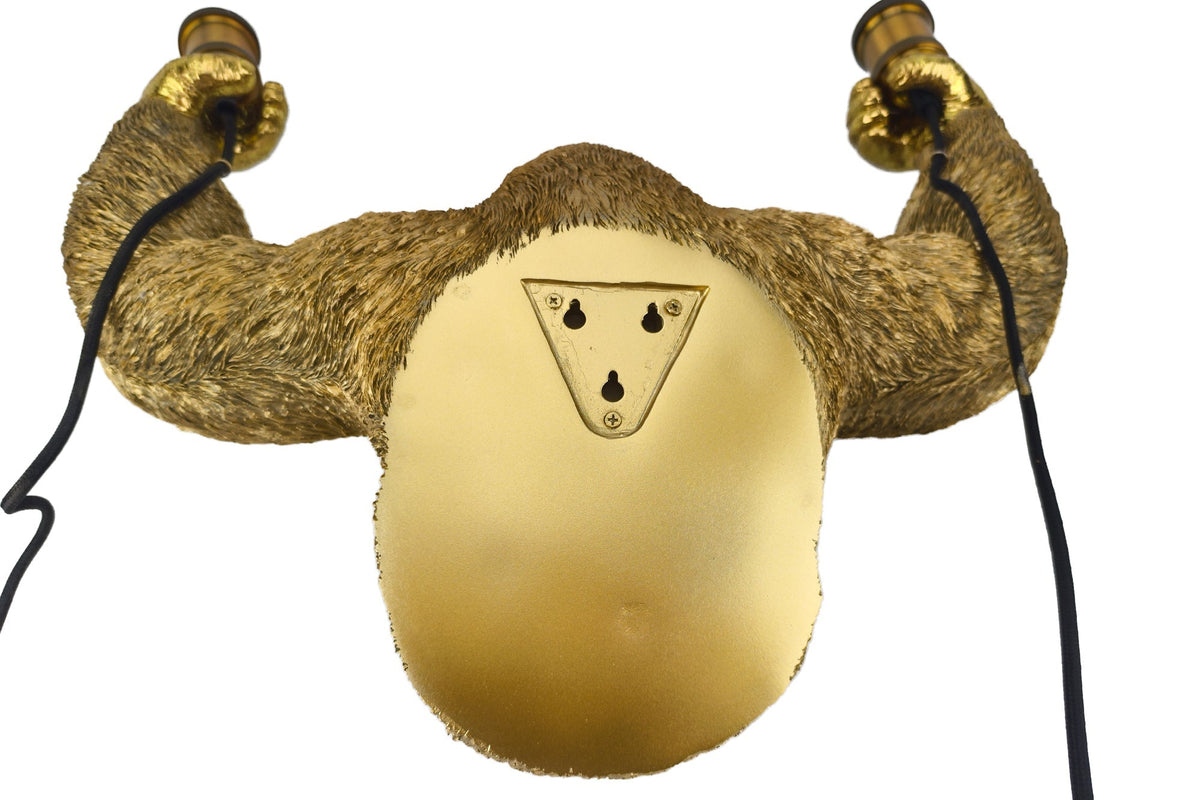 Applique moderne KING APE 50cm sculpture de singe doré faite à la main