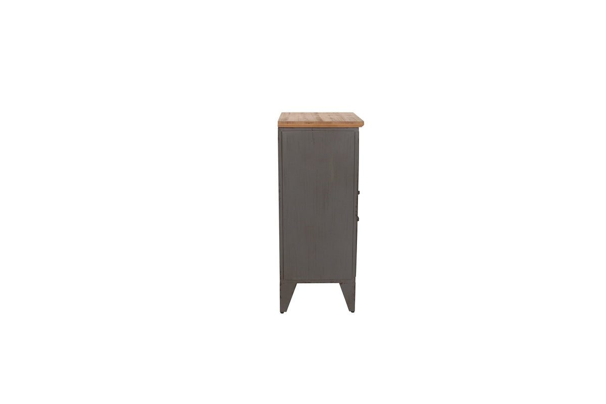 Armoire industrielle NAUTILUS 85cm casier vintage en bois massif métal gris naturel