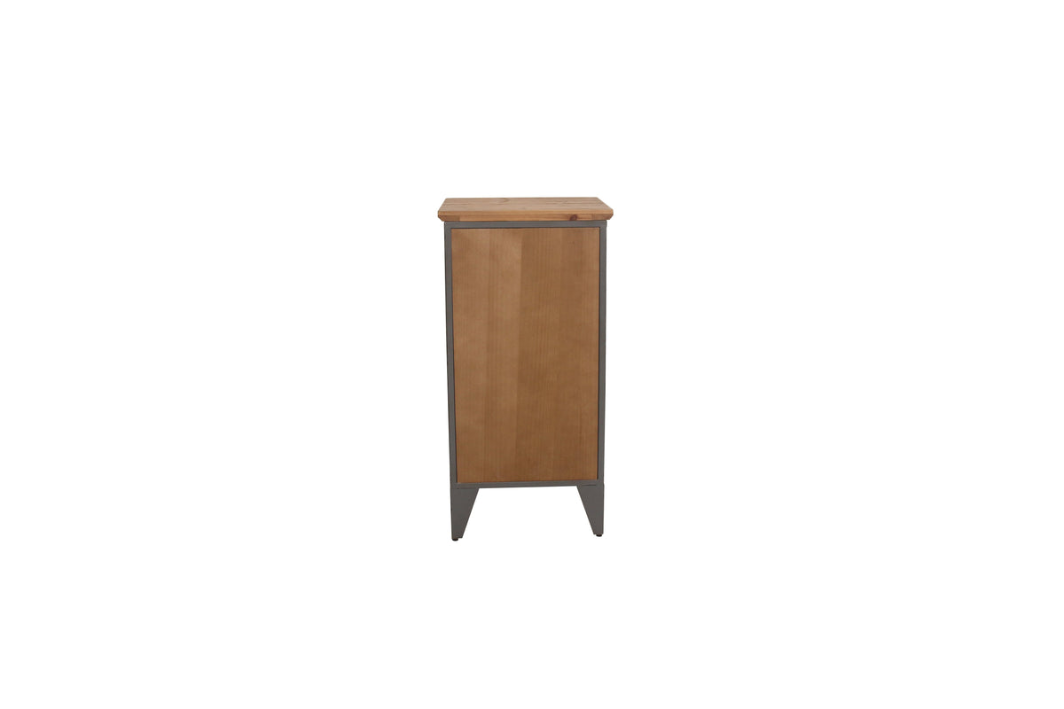 Armoire industrielle NAUTILUS 85cm casier vintage en bois massif métal gris naturel