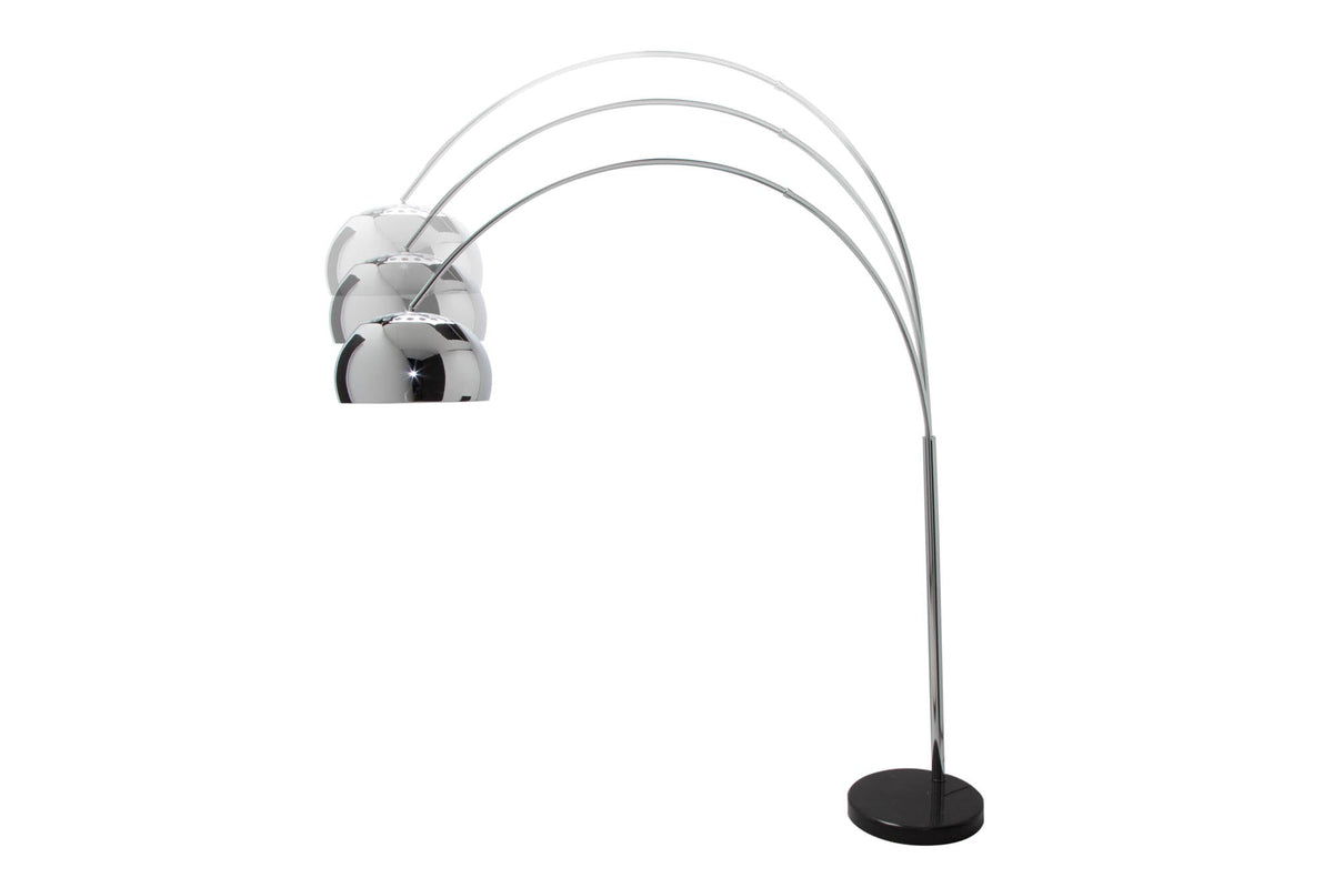 Ausziehbare Bogenlampe LOUNGE DEAL 170-210cm chrom Marmorfuß Stehlampe