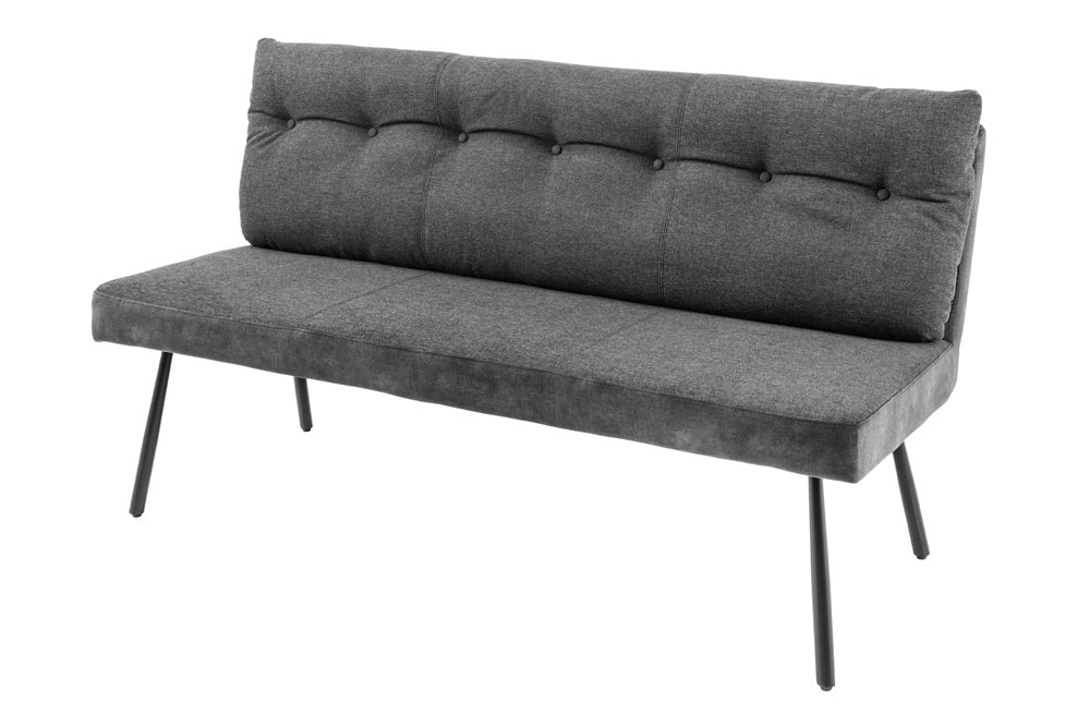 Banquette moderne BIG GEORGE 160cm anthracite velours tissu structuré ressorts ensachés noir