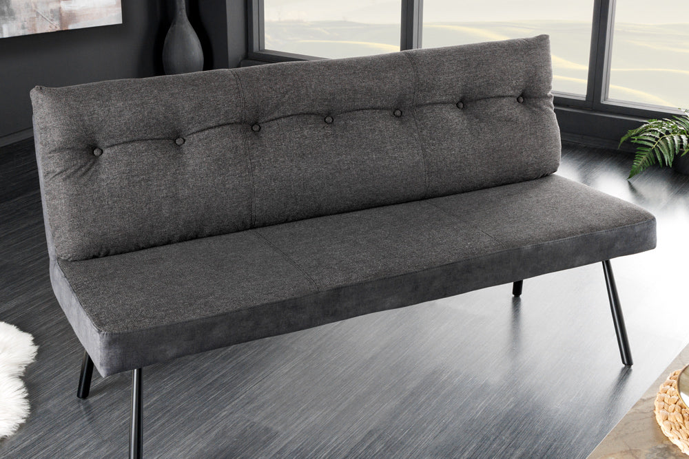 Banquette moderne BIG GEORGE 160cm anthracite velours tissu structuré ressorts ensachés noir