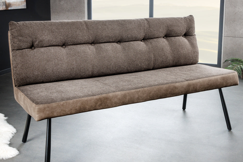Banquette moderne BIG GEORGE 160cm taupe tissu plat ressorts ensachés noir